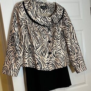 Chic Zebra Print Skirt Set - Black and cream